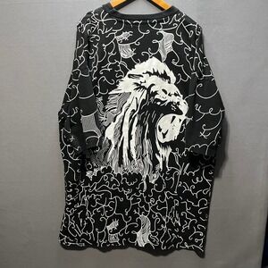 Evolution In Design Mens 2XL Black White Lion All Over Print Graphic T-Shirt
